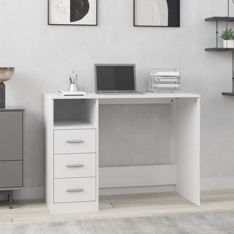 Bureau Met Lades 102X50X76 Cm Bewerkt Hout Kleur