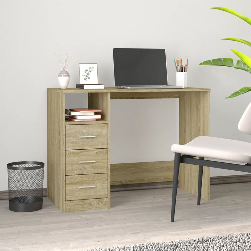 Bureau Met Lades 102X50X76 Cm Bewerkt Hout Kleur