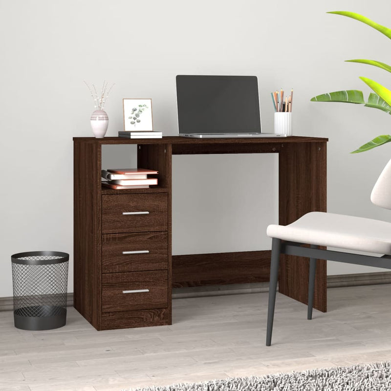 Bureau Met Lades 102X50X76 Cm Bewerkt Hout Kleur