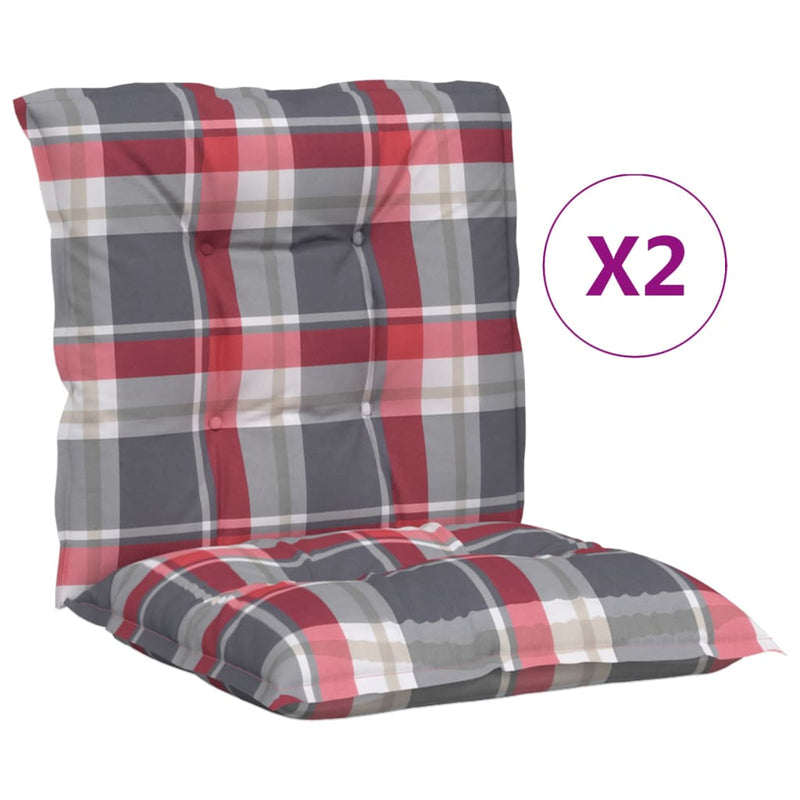 Tuinstoelkussens Lage Rug Geruit 100X50X7 Cm Stof Rood
