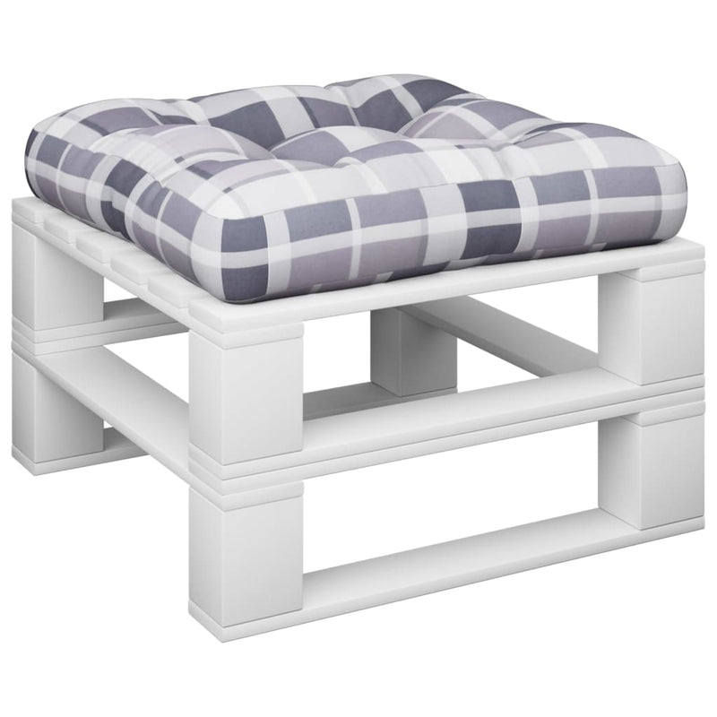 Palletkussen 60X60X12 Cm Stof Ruitpatroon Grijs