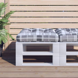 Palletkussen 60X60X12 Cm Stof Ruitpatroon Grijs
