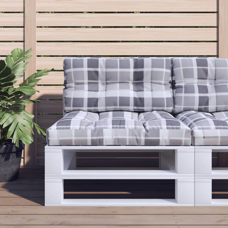 Palletkussen Stof Ruitpatroon Grijs Grijs Ruitpatroon