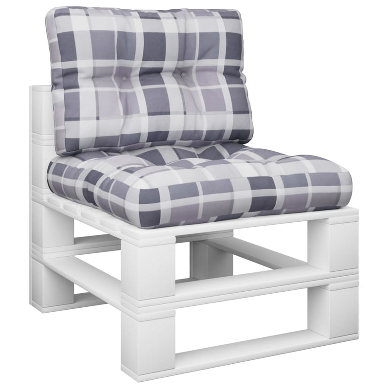 Palletkussens 2 St Ruitpatroon Stof Grijs Grijs Ruitpatroon