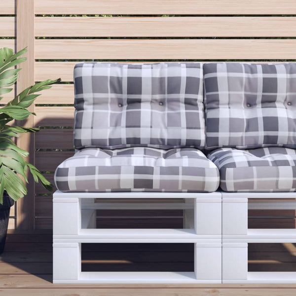 Palletkussens 2 St Ruitpatroon Stof Grijs Grijs Ruitpatroon