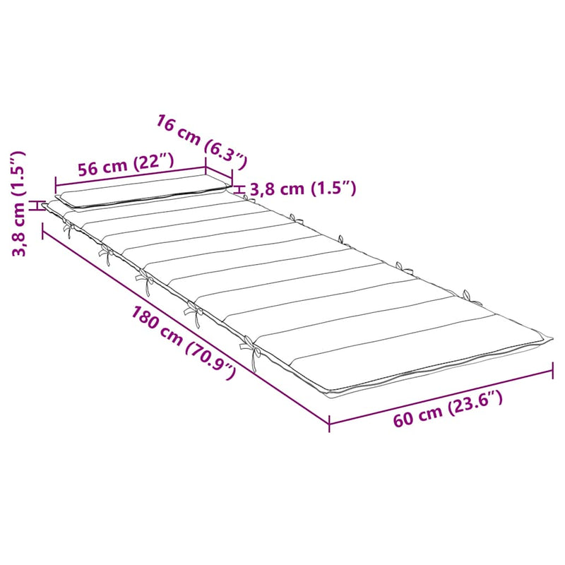 Ligbedkussen 180X60X4 Cm Oxford Stof Kleurig