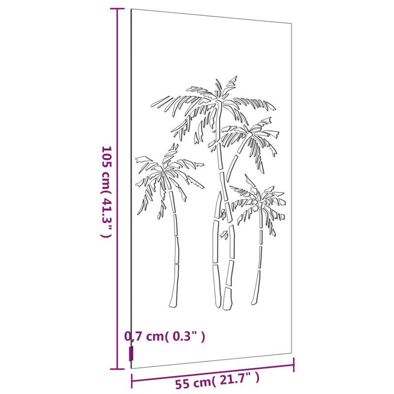 Wanddecoratie Tuin Palmboomontwerp 105X55 Cm Cortenstaal