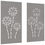 Wanddecoratie Tuin 2 St Bloemenontwerp 105X55 Cm Cortenstaal