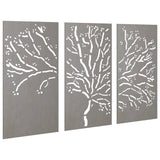 3-Delige Tuindecoratieset Boomontwerp 105X55 Cm Cortenstaal