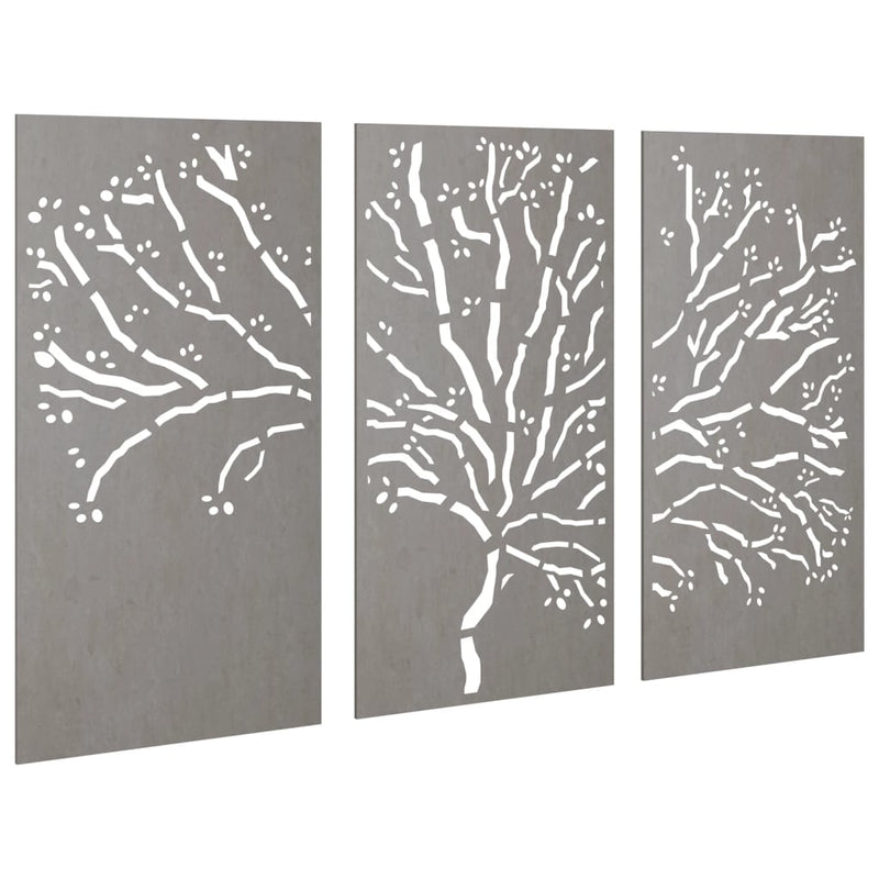 3-Delige Tuindecoratieset Boomontwerp 105X55 Cm Cortenstaal