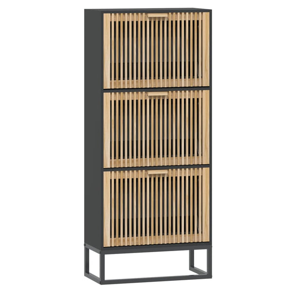 Schoenenkast 52X25X120 Cm Bewerkt Hout