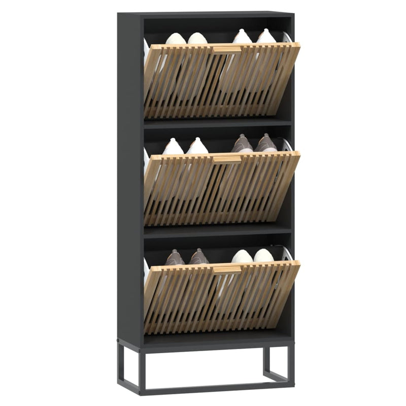 Schoenenkast 52X25X120 Cm Bewerkt Hout