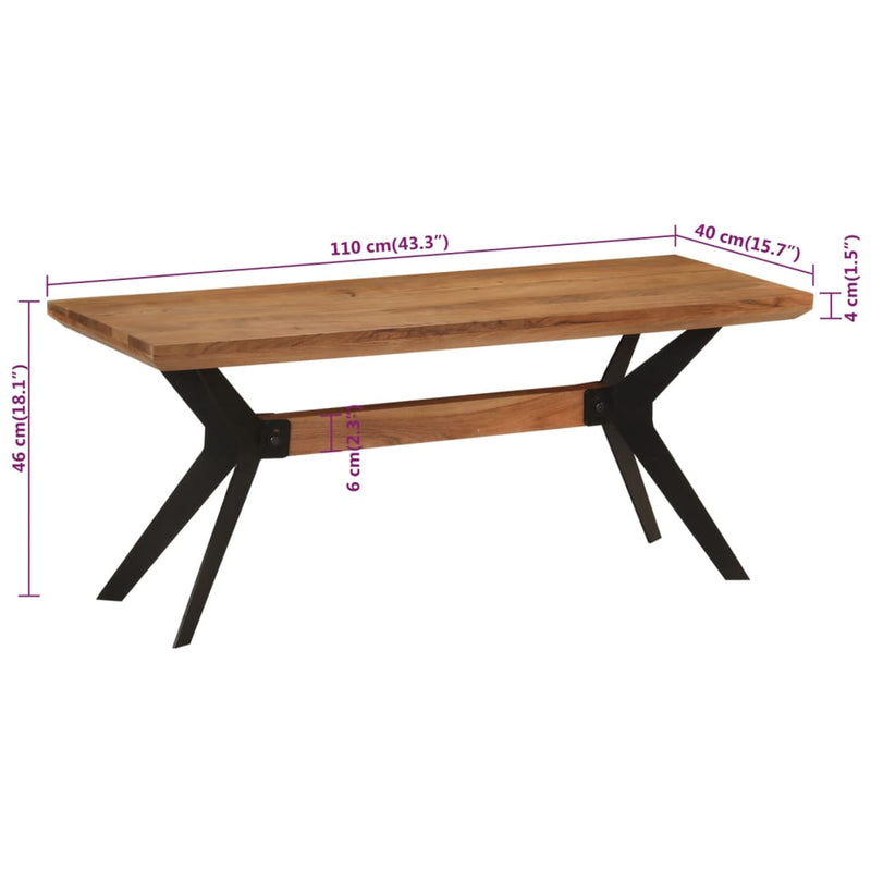 Eetkamerbank 110X40X46 Cm Massief Acaciahout En Staal