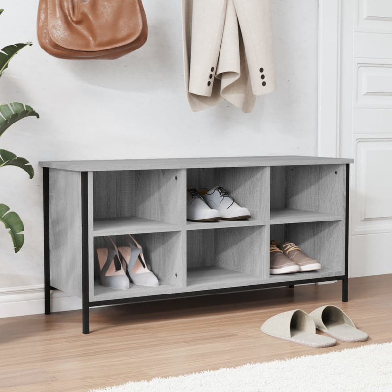 Schoenenkast 100X35X Bewerkt Hout Eikenkleur Grijs Sonoma