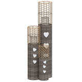Kaarsenhouders 3 St Wicker Grijs