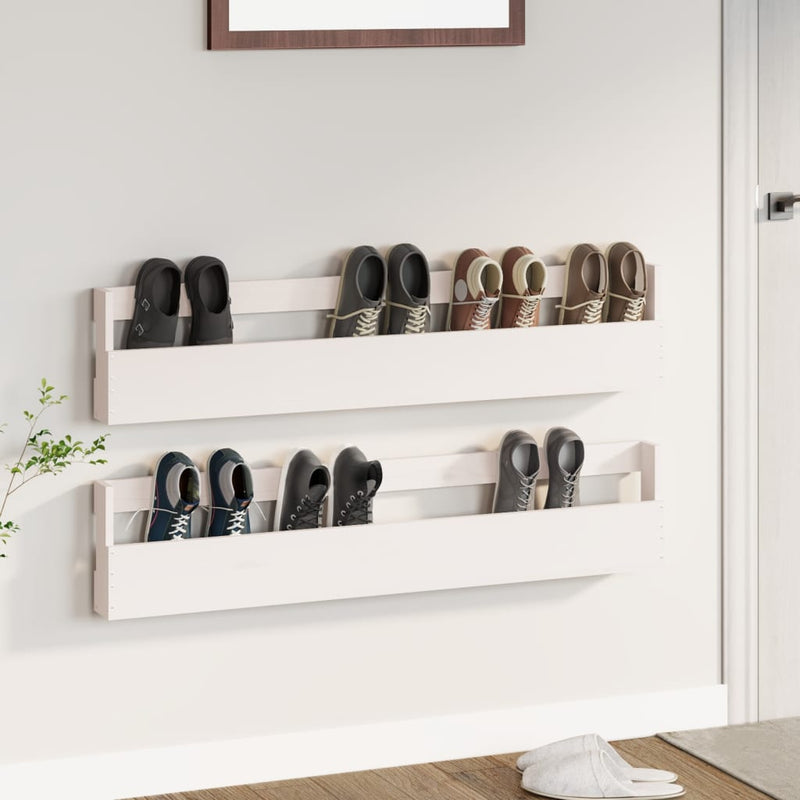 Schoenenrekken 59X9X23 Cm Massief Grenenhout Wit