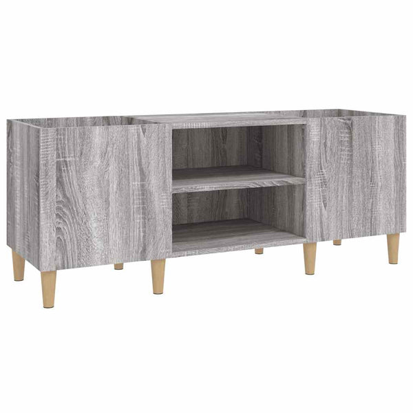 Platenkast Bewerkt Hout Eikenkleurig