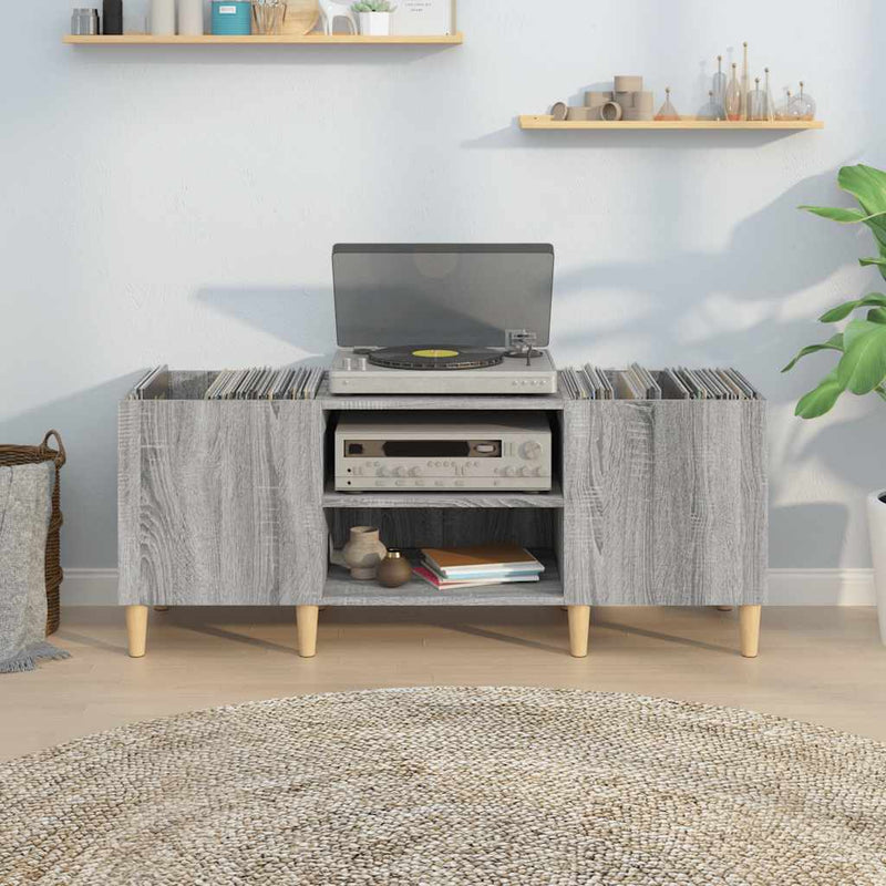 Platenkast Bewerkt Hout Eikenkleurig