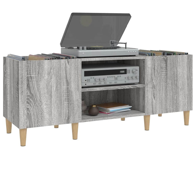 Platenkast Bewerkt Hout Eikenkleurig