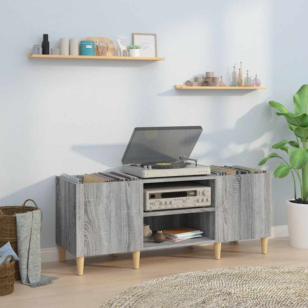Platenkast Bewerkt Hout Eikenkleurig