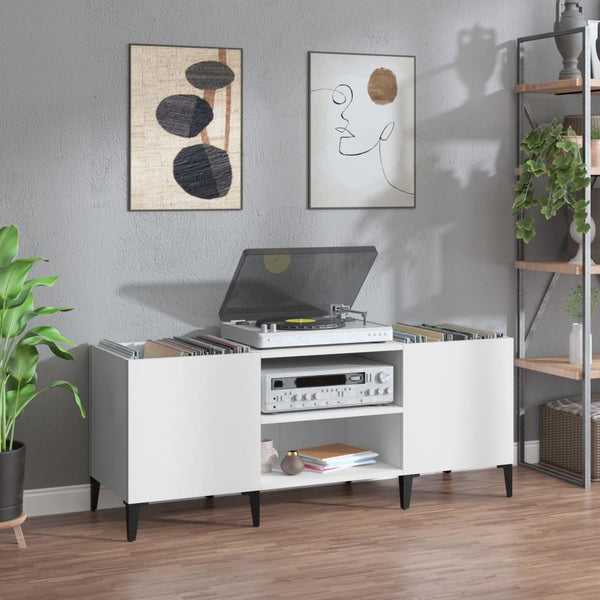 Platenkast 121X38X48 Cm Bewerkt Hout Wit