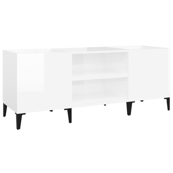 Platenkast 121X38X48 Cm Bewerkt Hout Hoogglans Wit