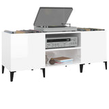 Platenkast 121X38X48 Cm Bewerkt Hout Hoogglans Wit