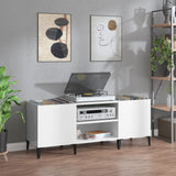 Platenkast 121X38X48 Cm Bewerkt Hout Hoogglans Wit