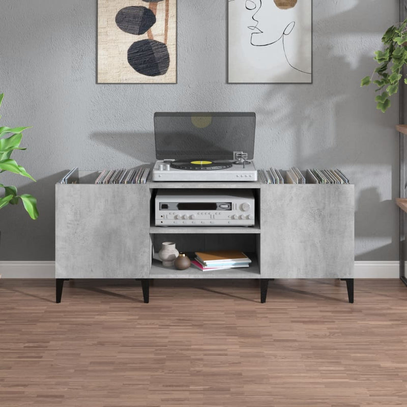 Platenkast 121X38X48 Cm Bewerkt Hout Betongrijs