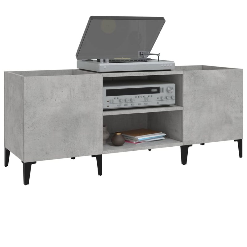 Platenkast 121X38X48 Cm Bewerkt Hout Betongrijs