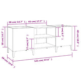 Platenkast 121X38X48 Cm Bewerkt Hout Betongrijs