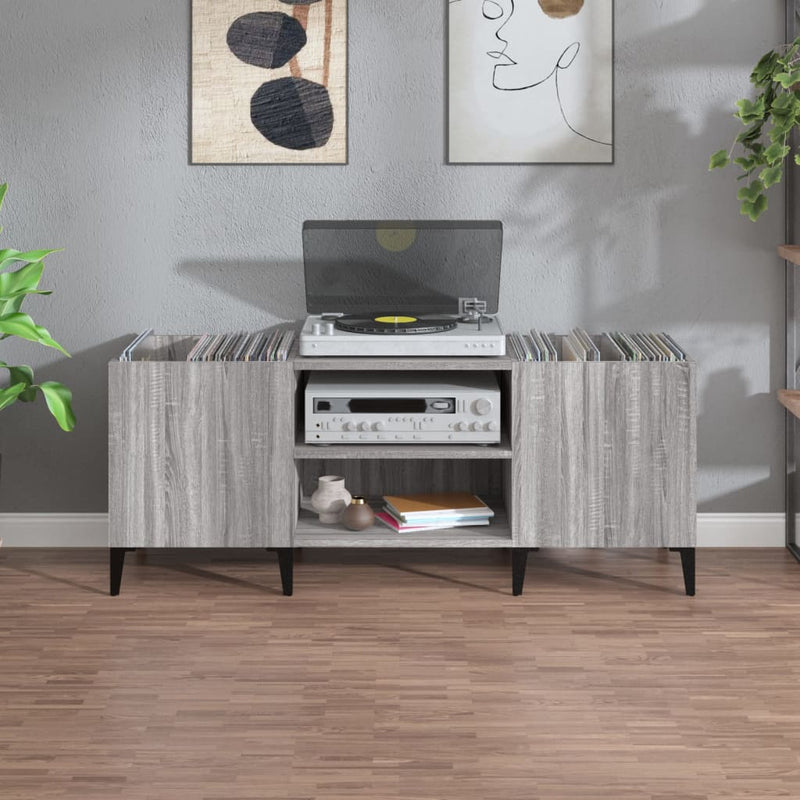 Platenkast 121X38X48 Cm Bewerkt Hout Grijs Sonoma Eikenkleurig