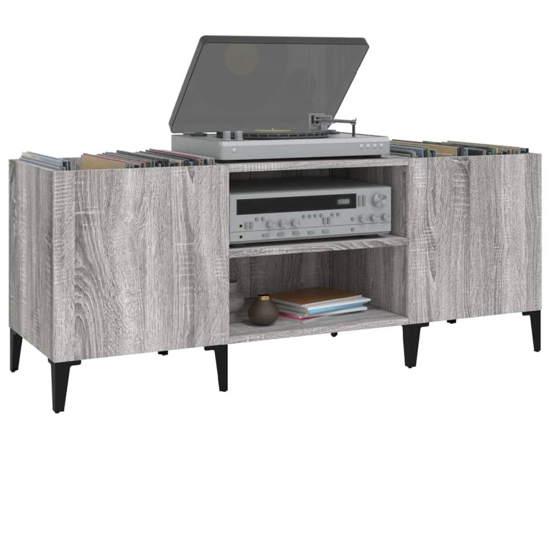 Platenkast 121X38X48 Cm Bewerkt Hout Grijs Sonoma Eikenkleurig