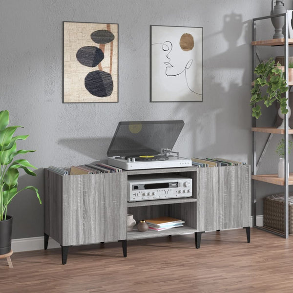 Platenkast 121X38X48 Cm Bewerkt Hout Grijs Sonoma Eikenkleurig