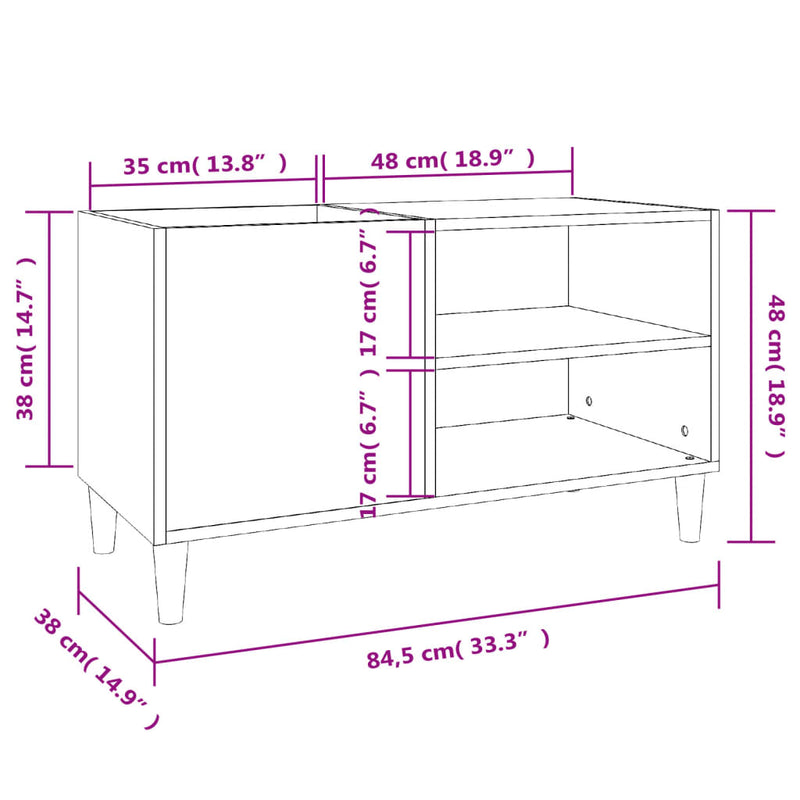 Platenkast 84,5X38X48 Cm Bewerkt Hout