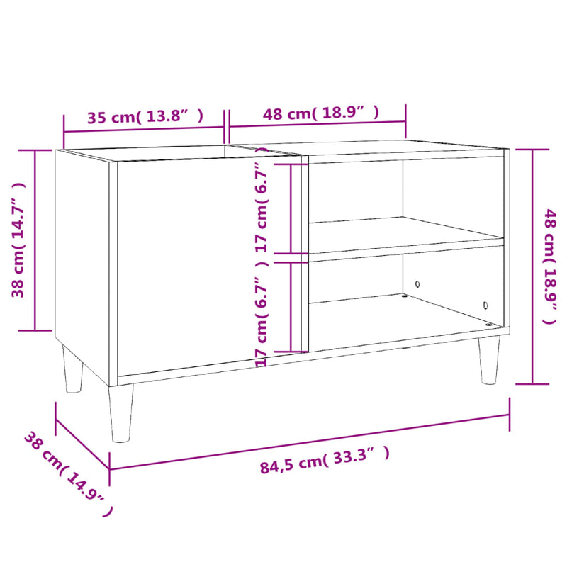 Platenkast 84,5X38X48 Cm Bewerkt Hout
