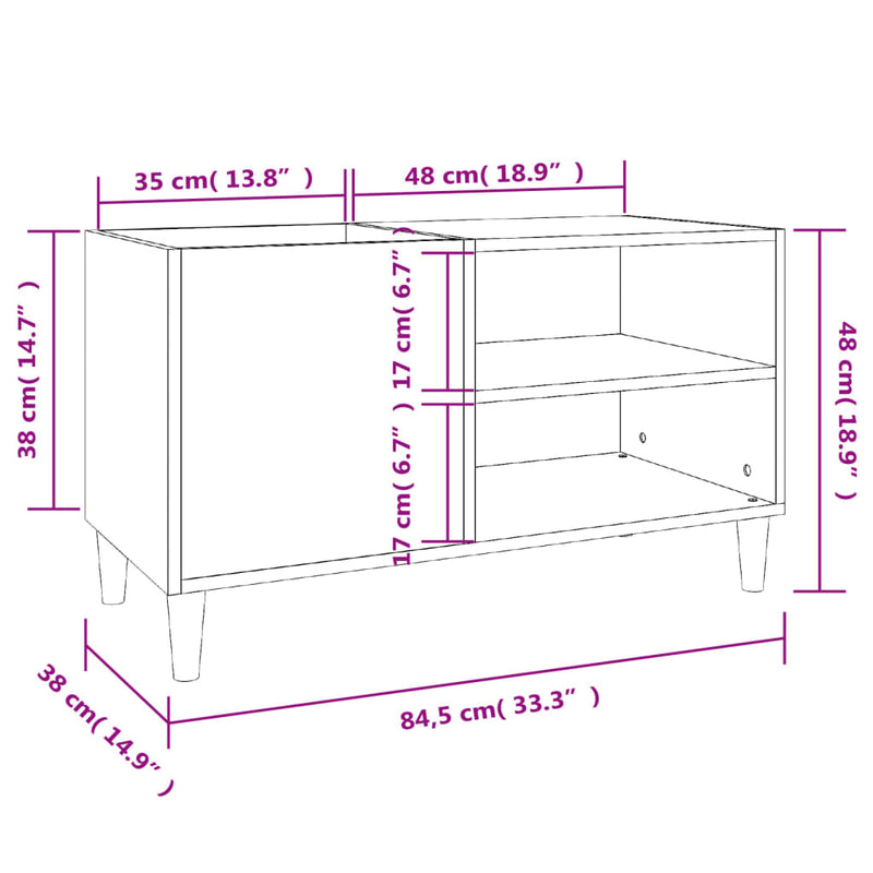 Platenkast 84,5X38X48 Cm Bewerkt Hout Kleurig