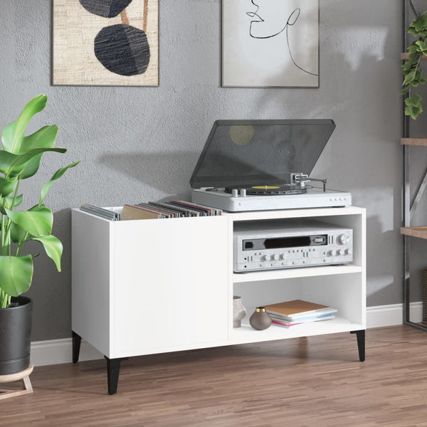 Platenkast 84,5X38X48 Cm Bewerkt Hout Wit