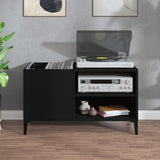 Platenkast 84,5X38X48 Cm Bewerkt Hout Zwart