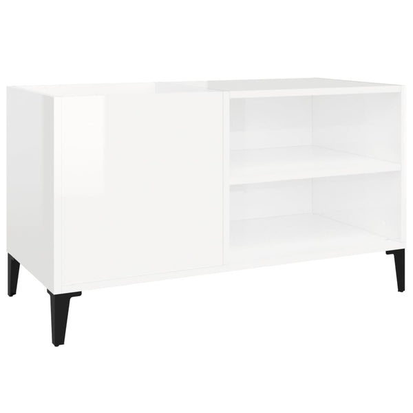 Platenkast 84,5X38X48 Cm Bewerkt Hout Hoogglans Wit
