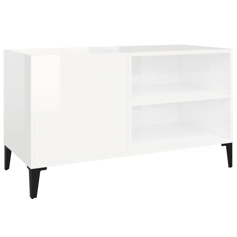 Platenkast 84,5X38X48 Cm Bewerkt Hout Hoogglans Wit