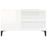 Platenkast 84,5X38X48 Cm Bewerkt Hout Hoogglans Wit