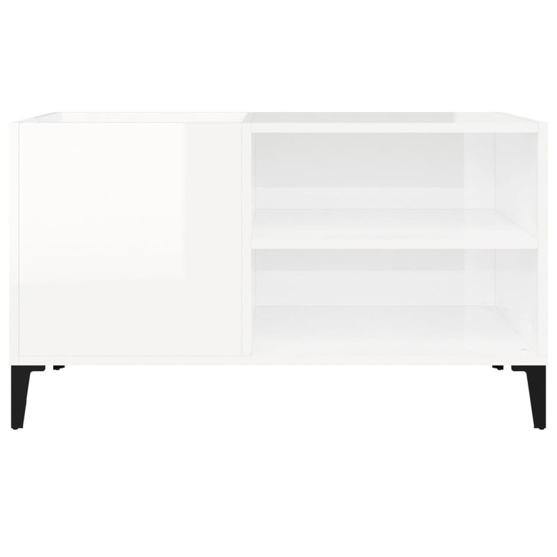 Platenkast 84,5X38X48 Cm Bewerkt Hout Hoogglans Wit