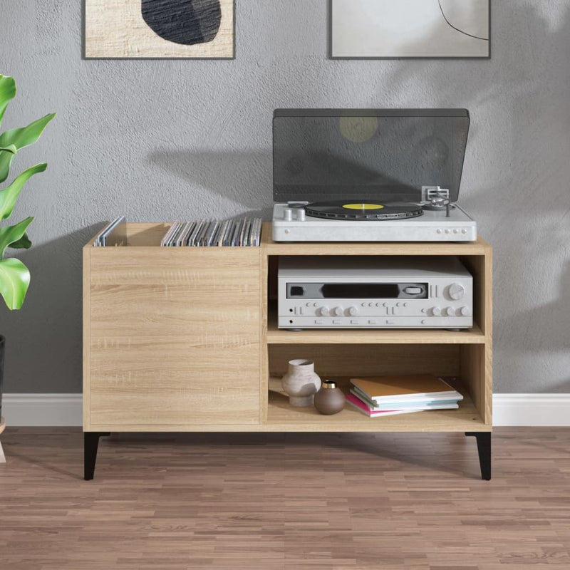 Platenkast 84,5X38X48 Cm Bewerkt Hout Sonoma Eikenkleurig