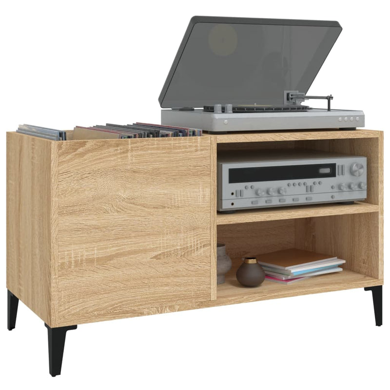 Platenkast 84,5X38X48 Cm Bewerkt Hout Sonoma Eikenkleurig