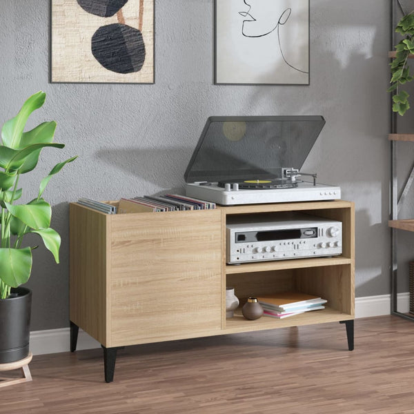 Platenkast 84,5X38X48 Cm Bewerkt Hout Sonoma Eikenkleurig