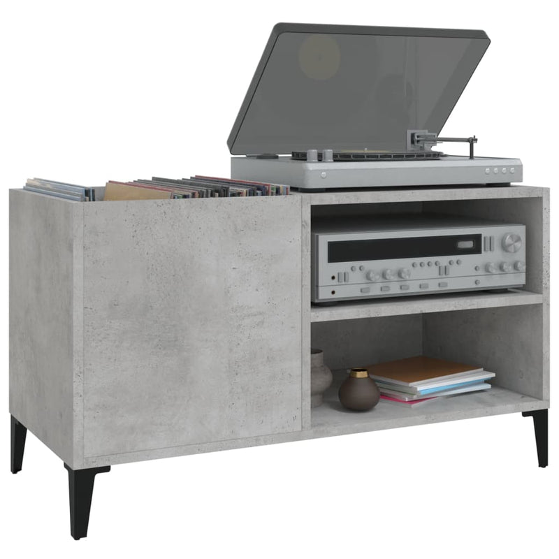 Platenkast 84,5X38X48 Cm Bewerkt Hout Betongrijs