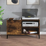 Platenkast 84,5X38X48 Cm Bewerkt Hout Gerookt Eikenkleurig