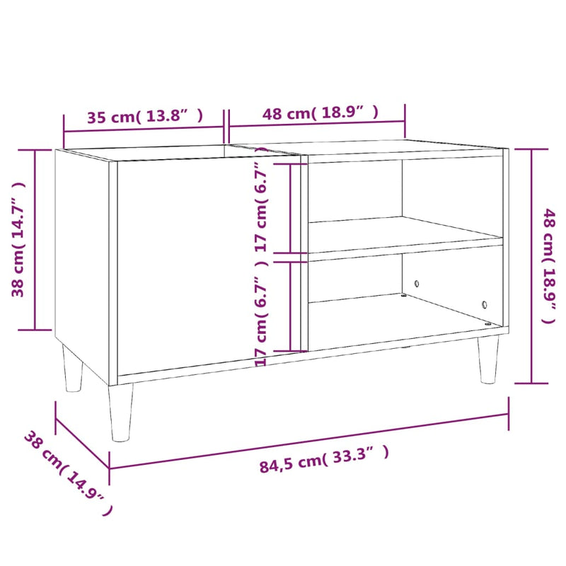 Platenkast 84,5X38X48 Cm Bewerkt Hout Gerookt Eikenkleurig