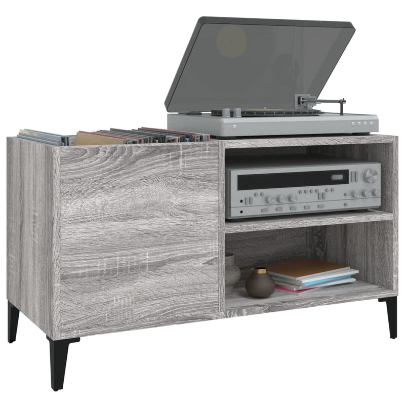 Platenkast 84,5X38X48 Cm Bewerkt Hout Grijs Sonoma Eikenkleurig